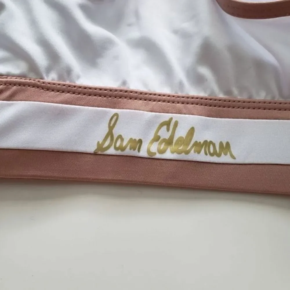 Sam Edelman Tan And White‎ Colorblock Sports Bra